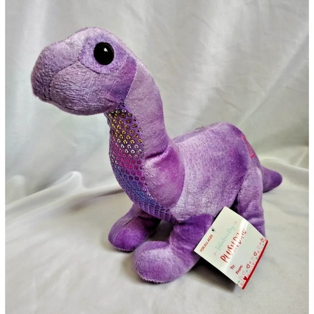 Homerbest Valentine's Day 12" Purple Sparkly Dinosaur Plush - NWT